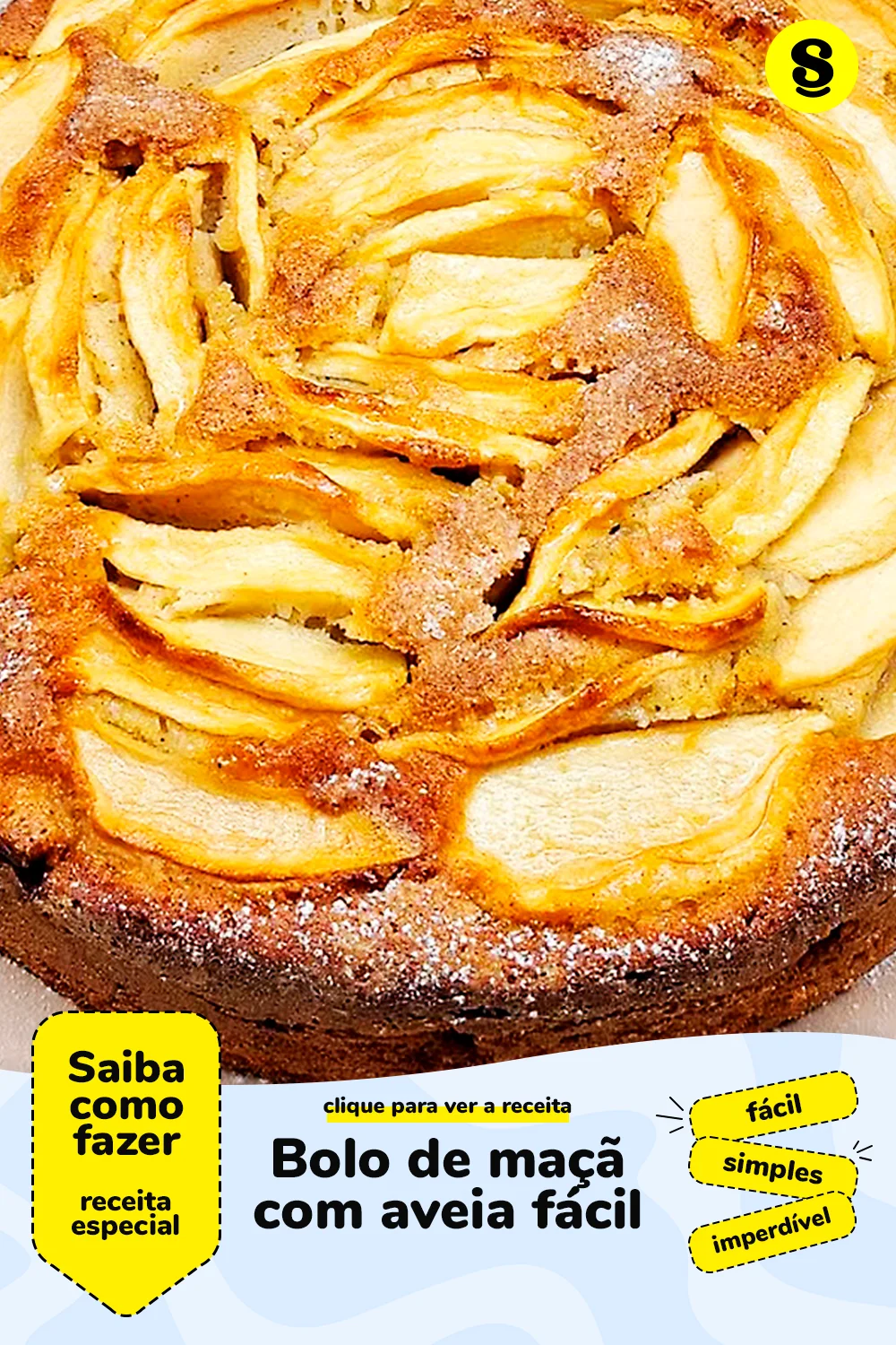 Receita de bolo de maçã com aveia